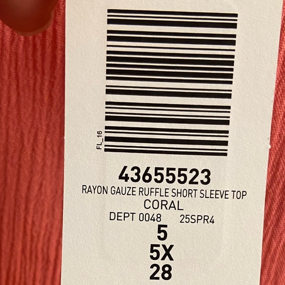 Torrid mixed eyelet sisterhood babydoll gauze v neck coral top 5X NWT - Picture 8 of 9